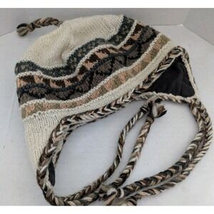 Newari Hand Knit In Napal Unisex Hat Beanie One Size Made In Nepal Boho Hippie